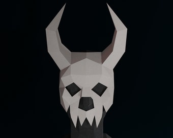PAPERCRAFT MASK TEMPLATE- Horned skull - Masquerade / Halloween costume - Easy craft pattern
