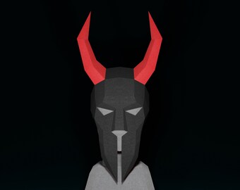 PAPERCRAFT MASK PDF- diy masquerade template - warrior costume - horned viking mask