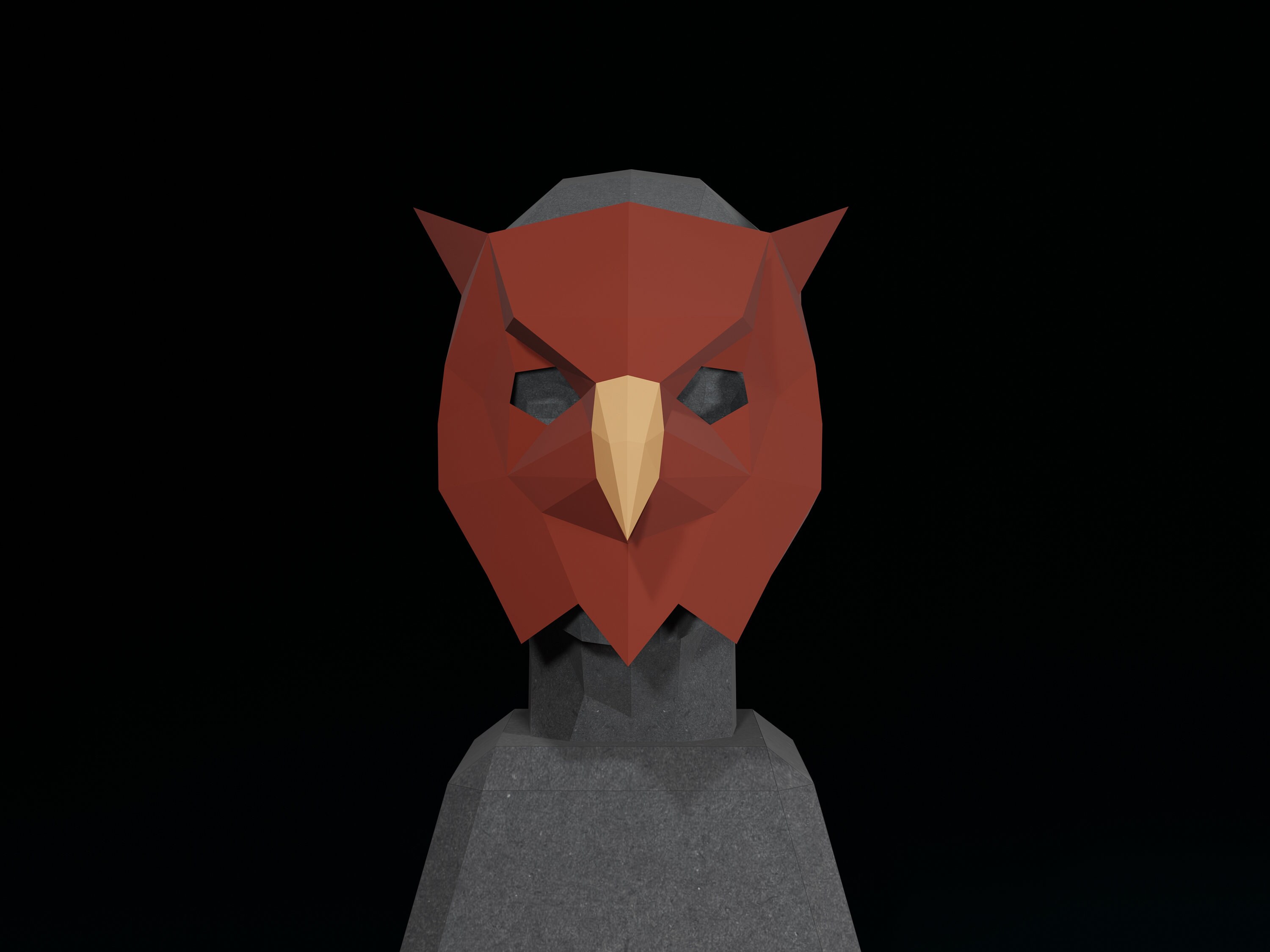 Owl bird PAPERCRAFT MASK PDF Template- 3D masquerade costume for Halloween