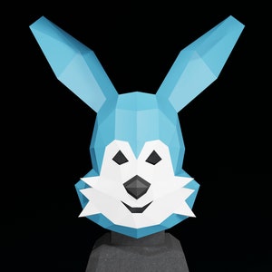 PAPERCRAFT MASK PDF Template- 3D masquerade costume for Halloween- toon bunny mask, rabbit