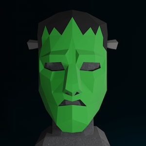 PAPERCRAFT MASK Template - Frankenstein&#39;s monster costume- DIY mask 3D craft for Halloween