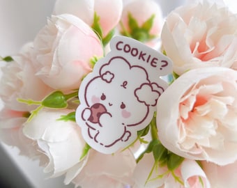 Cute Eating Cookie Bunny Sticker