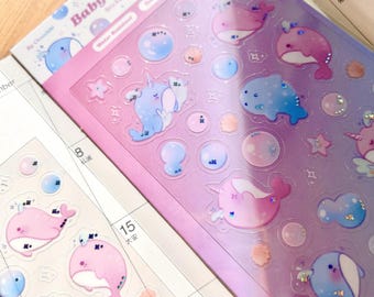 Baby Whales Clear Sticker Sheet