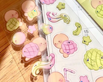 Turtle Melon Pan Clear Sticker Sheet