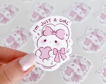 Cute I'm just a girl bunny Sticker
