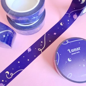 Lunar Holographic Washi Tape - Cosmic dreamy decorative tape for bullet journals and planners, Cute stationery, Gift wrapping, Kawaii washi