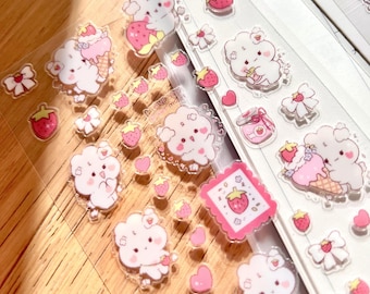 Strawberry Picnic Bunny Sticker Sheet