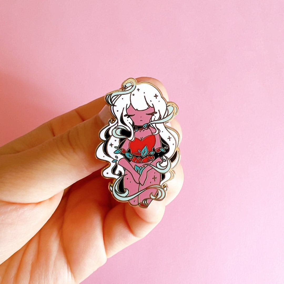 LIMITED EDITION Flower Girl Enamel Pin Kawaii Anime Jacket Pin Chibi ...