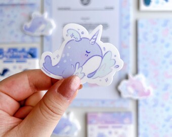Pink and Purple Whale Sticker