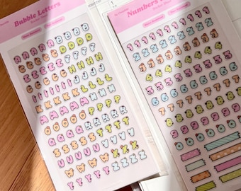 Numbers and Letters Clear Sticker Sheet for bullet journals