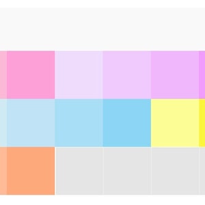 May include: A color palette with the title "Easter Pastels" showing 12 pastel colors in a grid. The colors are pink, light purple, light blue, yellow, and green.