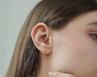 Minimalistische Sterling Silber "T" Ohrringe • Qualität 925 Sterling Silber • Ohrringe durchbohrt Geschenk für Sie • Beste Geschenke für Sie!