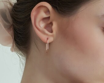 Delicate Sterling Silver Minimalist "Anne" Huggie Hoop Earrings • Quality 925 Sterling Silver • Best Gifts for Her!