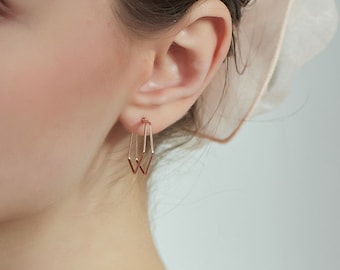 Minimalist Sterling Silver "Penta" Hoop Earrings • Quality 925 Sterling Silver • Best Gifts for Her!