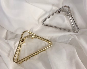 Triangle Metal Hair Claw •Wedding Hair Clip • Long Thick French girl hair claw • Gold Hair Claw Clips • Gift for Her!