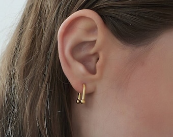 925 Sterling Silver Dangle "U-Ring" Hoop Earrings • Quality 925 Sterling Silver 14K Gold Plated • Best Gifts for Her!