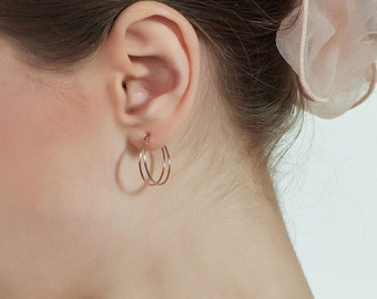 Minimalist Sterling Silver "Louis" Hoop Earrings • Rose Gold, Gold Options (2cm)