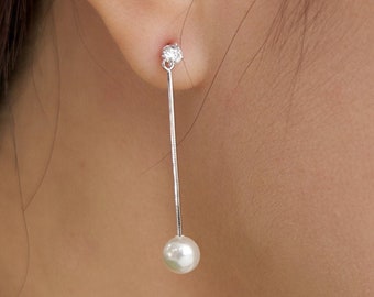 White Pearl Drop Earrings "Swan" Crystal Earrings • 925 Sterling Silver Gold Plated • Best Wedding gifts for her!