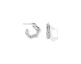 Sterling Silver Thick Chunky Hammered Silver Earrings • 925 Sterling silver • Elegant Gifts for Her!