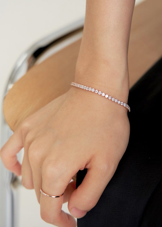 Bracelet Tennis En Argent 925 Avec Cristaux - Neuf Sans Emballage (avec écrin)