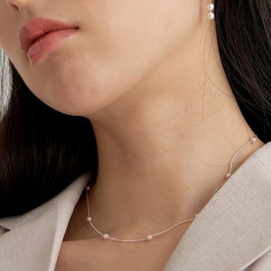 Sterling Silber Perlenkette 18K Gold Pure Pearl, klassische und elegante Halskette aus 925er Sterlingsilber, bestes Hochzeitsgeschenk für Sie Bild 4