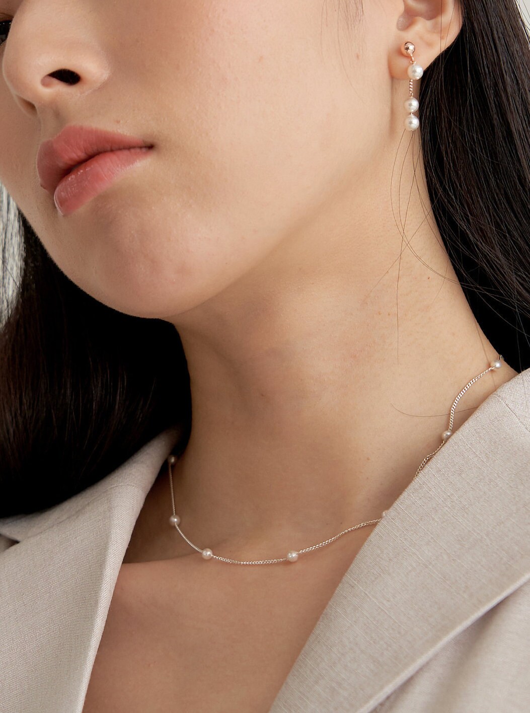 Sterling Silver Pearl Necklace 18K Gold Sterling Silver Pearl Necklace 18K Gold