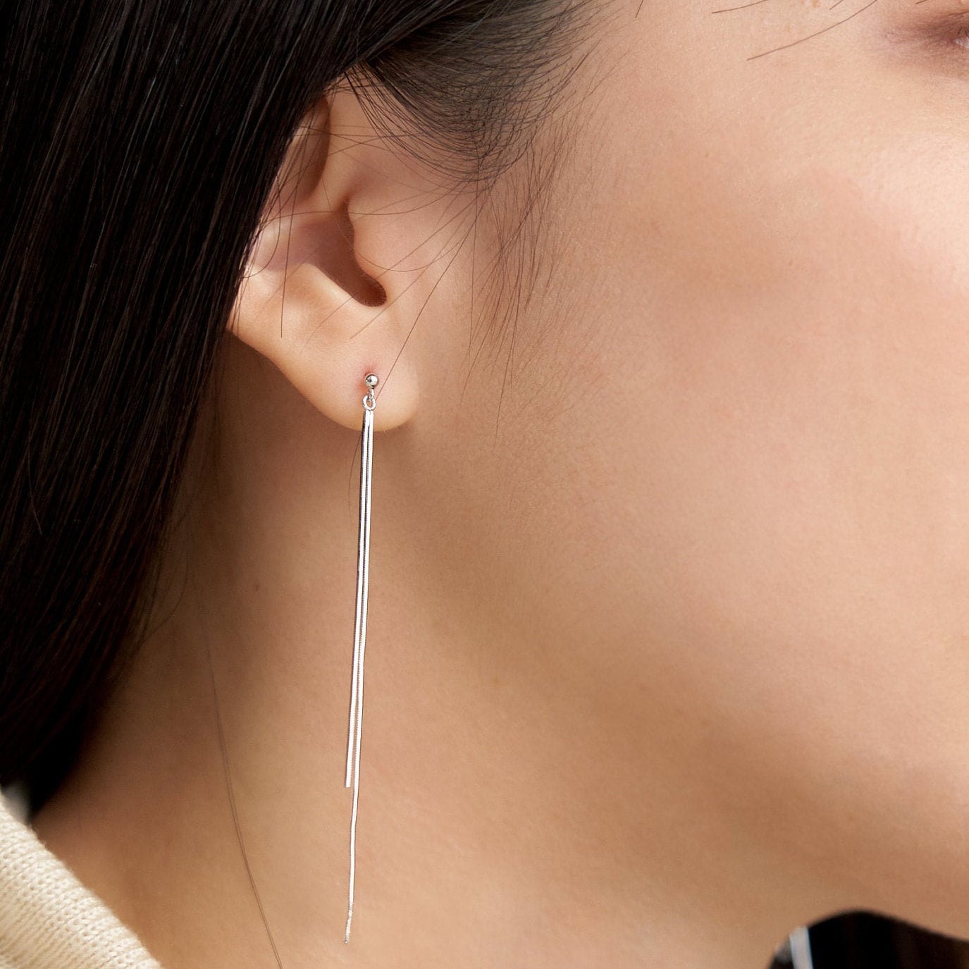 Long slim earrings discount