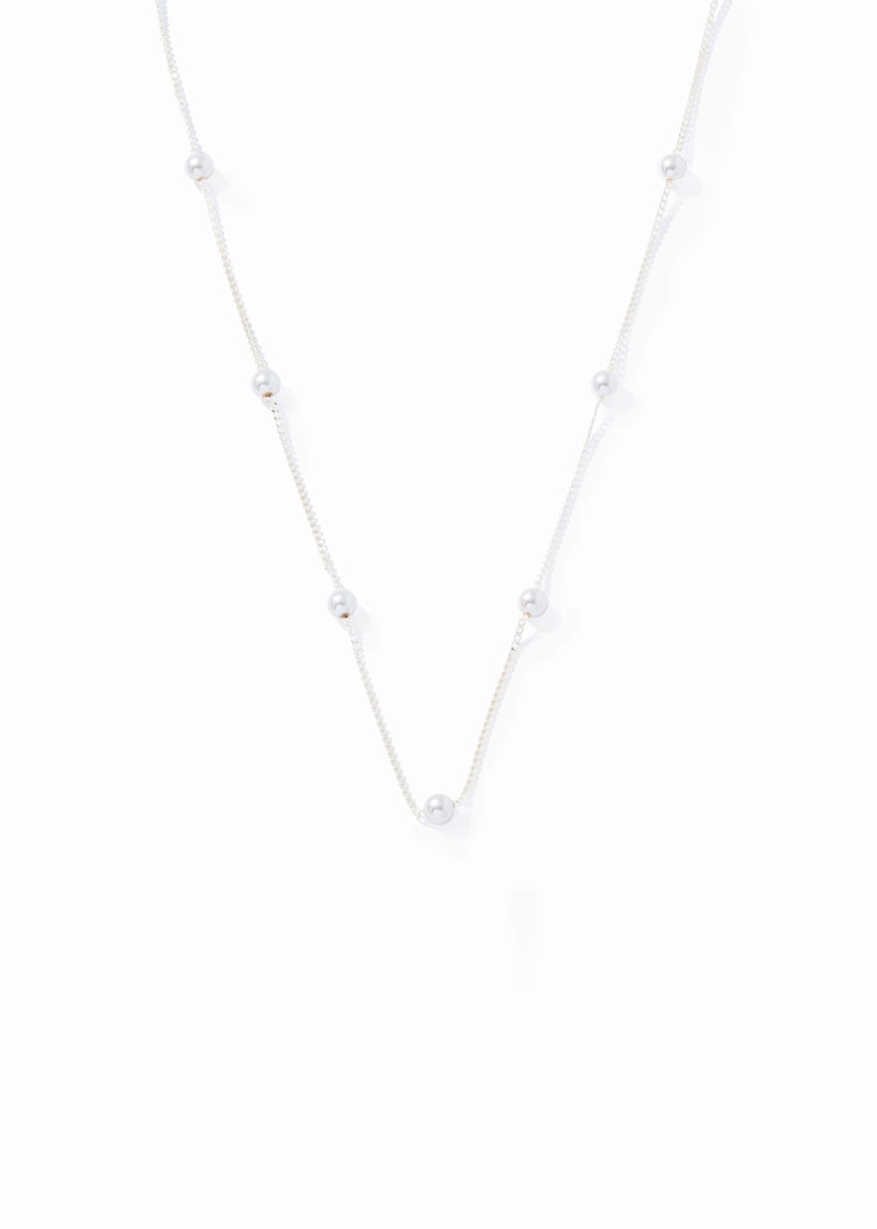 Sterling Silber Perlenkette 18K Gold Pure Pearl, klassische und elegante Halskette aus 925er Sterlingsilber, bestes Hochzeitsgeschenk für Sie Bild 2