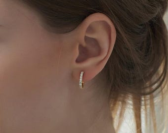 Cute Crystal Silver Earrings "Duve" Swarovski Crystal Huggie Earrings • 925 Sterling Silver • Elegant Gift for Her!