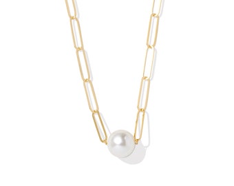 Sterling Silver Pearl Chain "Big Candy" Necklace • Quality 925 Sterling Silver 1.2cm Pearl • Gifts for Her!