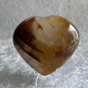 Beautiful Golden Healer Quartz Heart with Stand