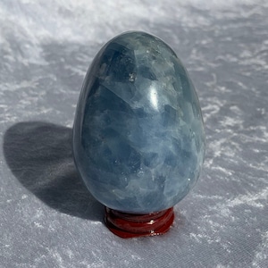 Bright Blue Calcite Egg with Stand