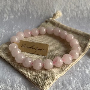 10mm Rose Quartz Beaded Bracelet with Pouch