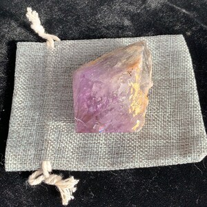 Raw Amethyst Crystal Point with Cotton Pouch
