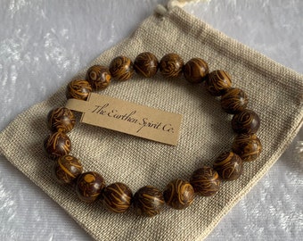 10mm Calligraphy Jasper Bracelet with Pouch