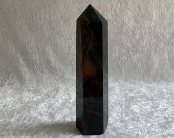 Blue Tiger Eye Tower: Polished Crystal Healing Stone (7.3")