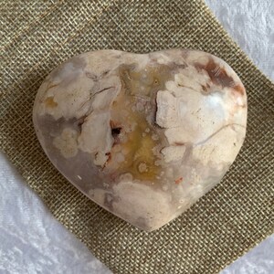 Beautiful Flower Agate Heart with Gift Pouch