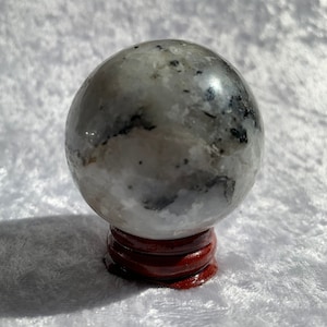 Gorgeous Rare Flashy Rainbow Moonstone Sphere with Stand