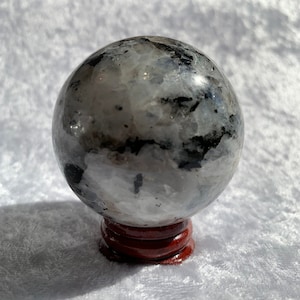 Gorgeous Rare Flashy Rainbow Moonstone Sphere with Stand