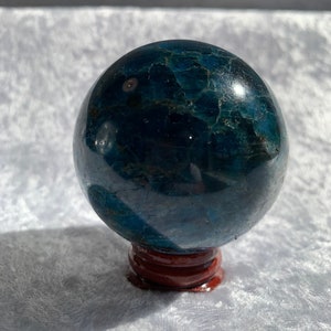 Beautiful Dark Blue Apatite Sphere with Stand