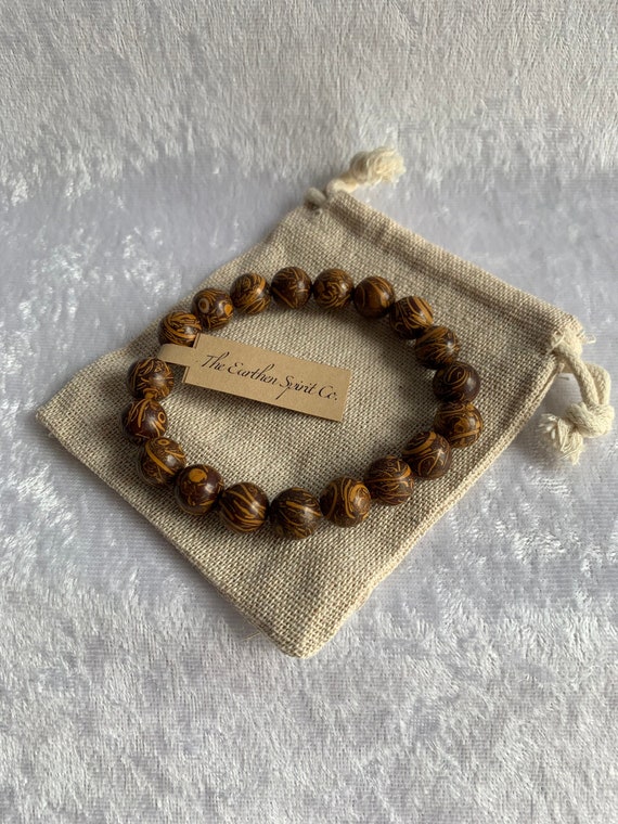 10mm Calligraphy Jasper Bracelet with Pouch