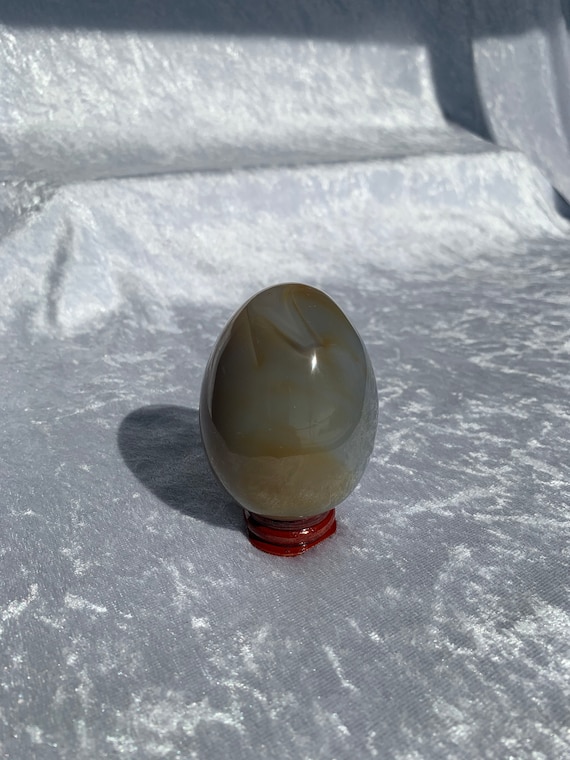 Polished Agate Egg With Redwood Stand - Etsy
