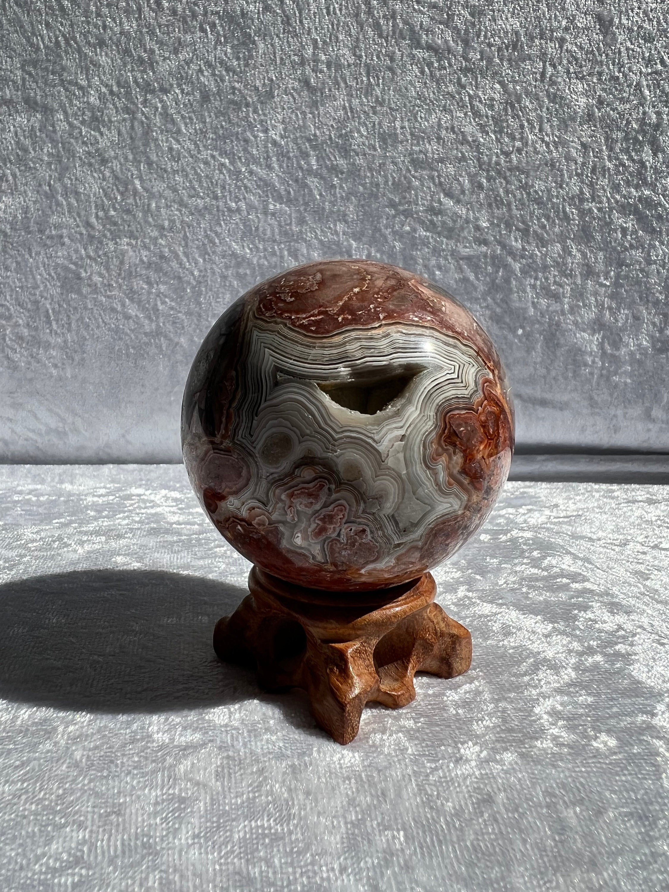 Bright Crazy Lace Agate Sphere With Stand - Etsy