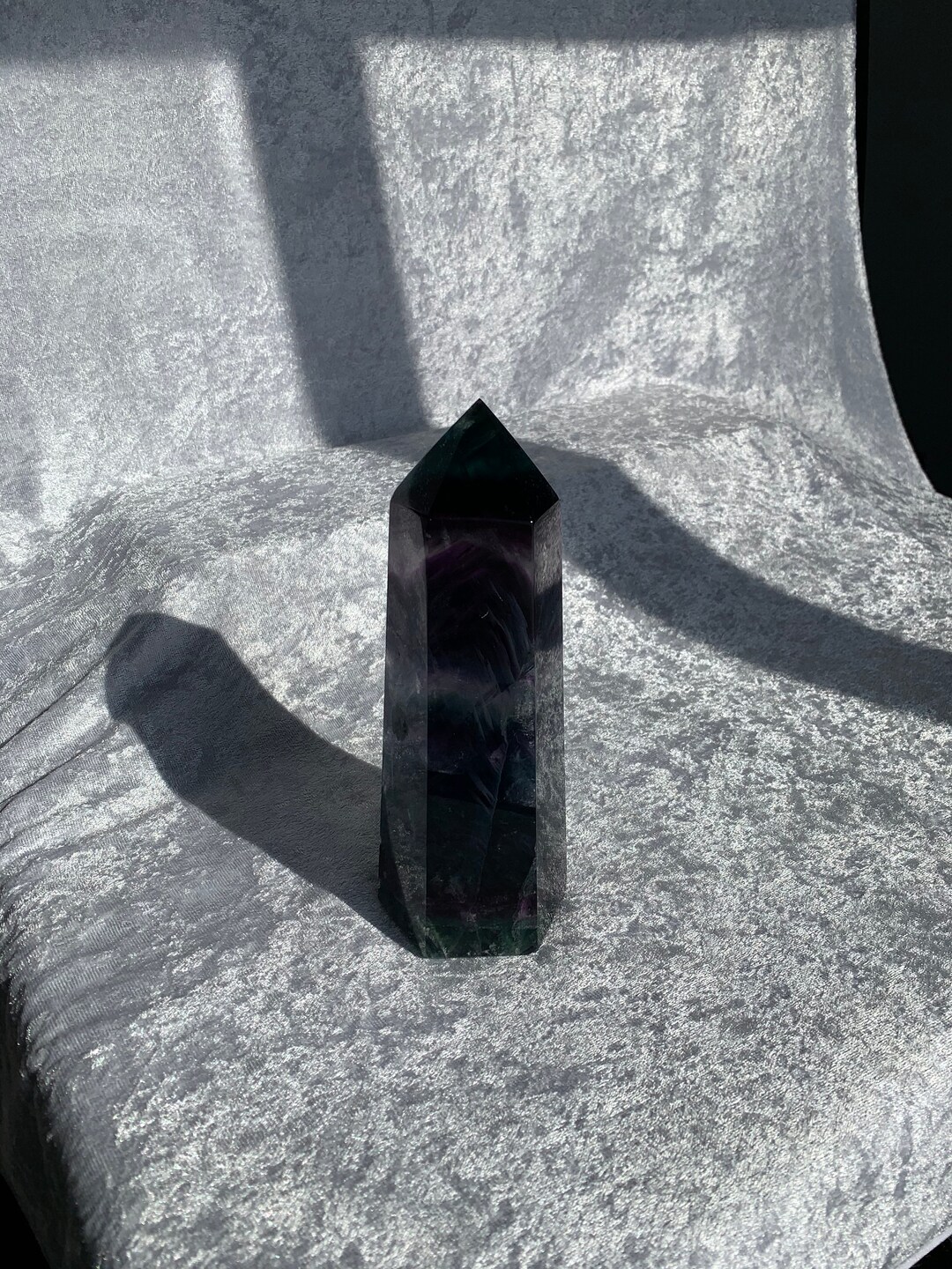 Large Dark Rainbow Fluorite Tower Etsy