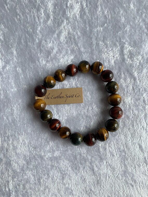 10mm 3-Color Tiger Eye Beaded Bracelet with Pouch - image 5