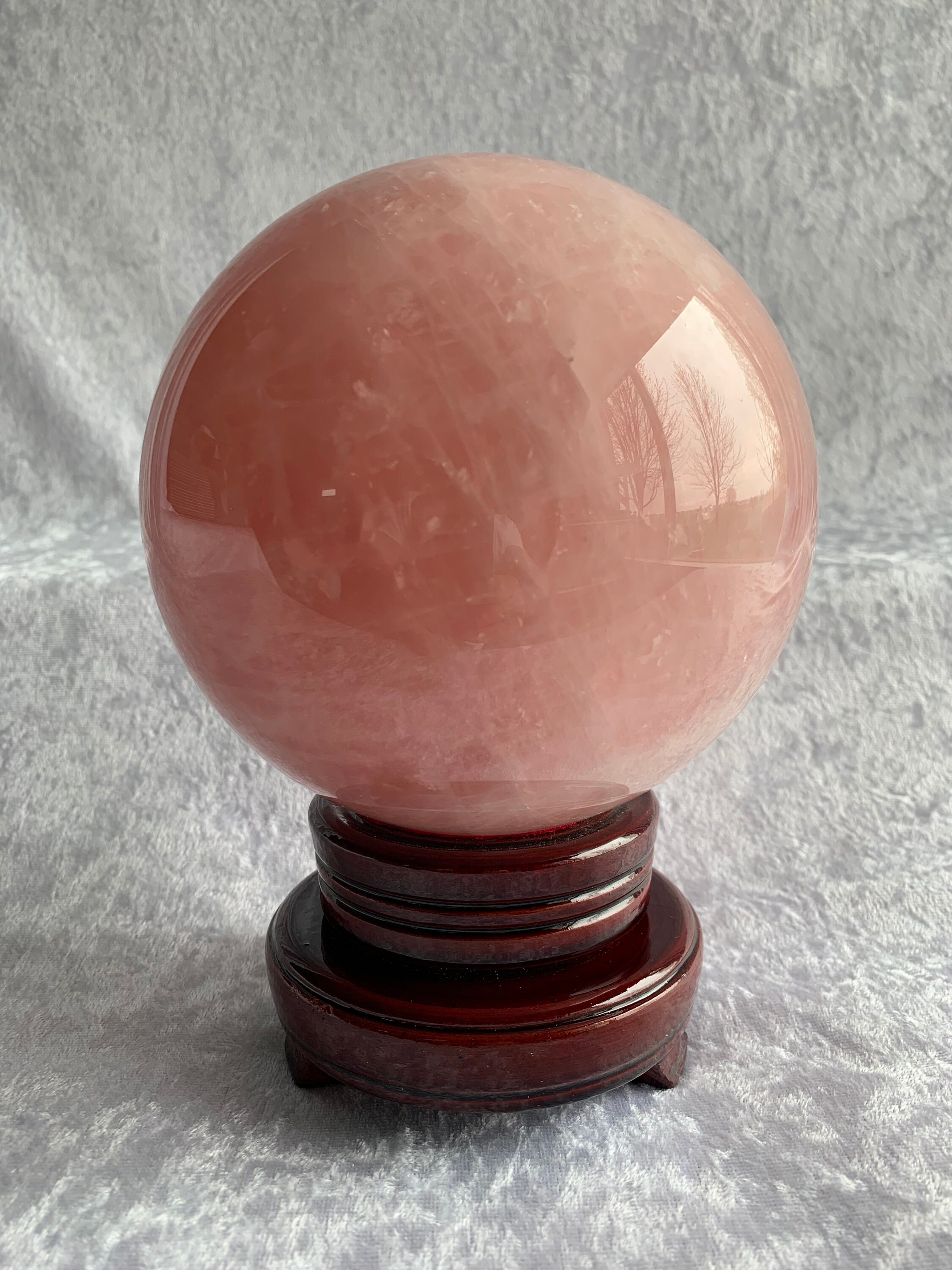 レッドウッドスタンド付き大型ダークローズクォーツ球 - Etsy 日本