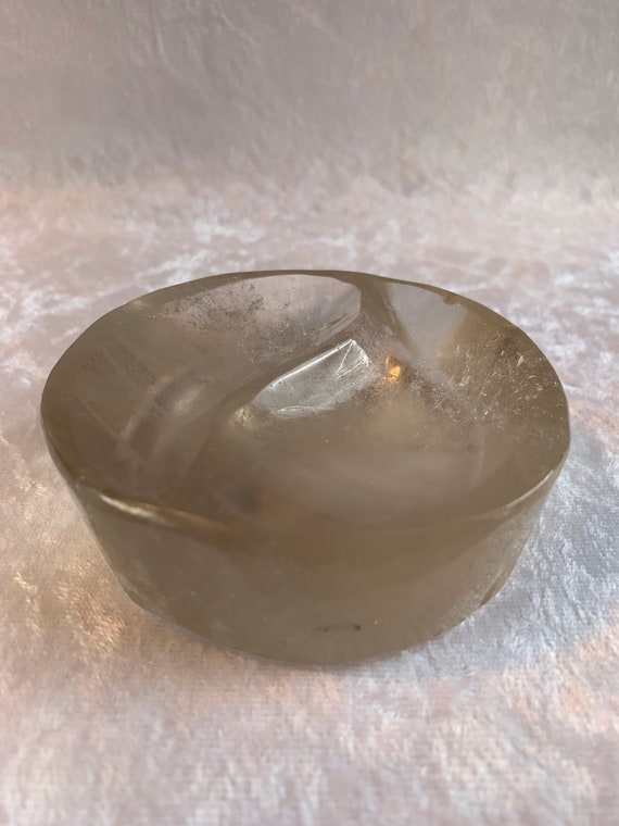 Beautiful Clear Smoky Quartz Yin & Yang Dish