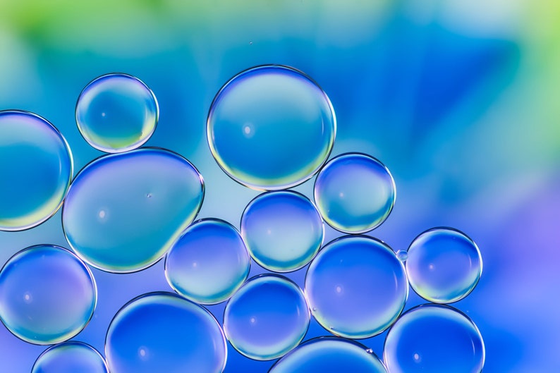 Beautiful Oil and Water Bubbles Northern Lights Bubbles Giclee Print Sharp Unique Macro