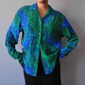 Vintage 80er Jahre Gemusterte Seiden Bluse | von Don Vito | Größe S-L