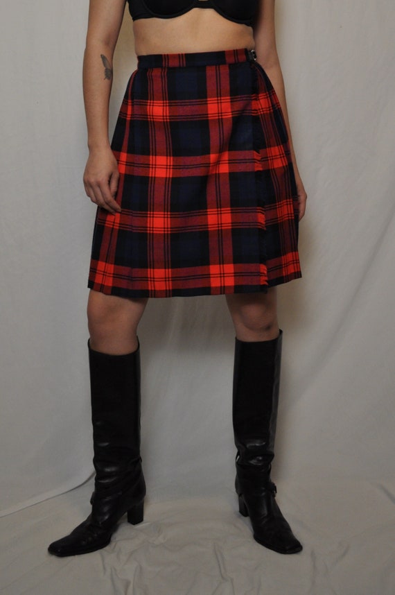 Vintage Plaid Kilt | Knee Length Skirt | by St. Mi